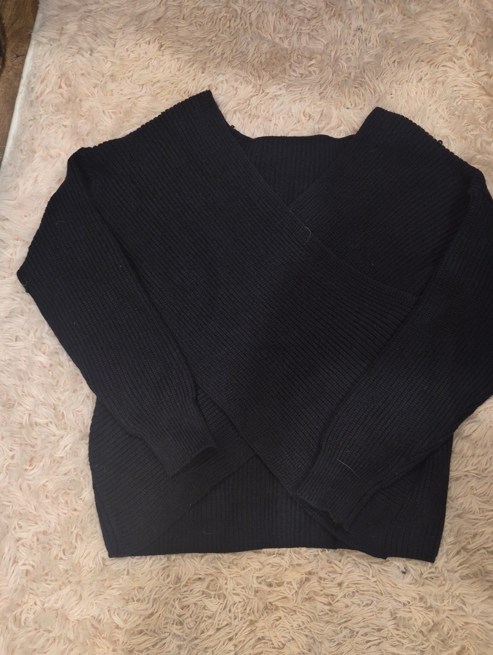 Black Wrap-Front Women's Sweater